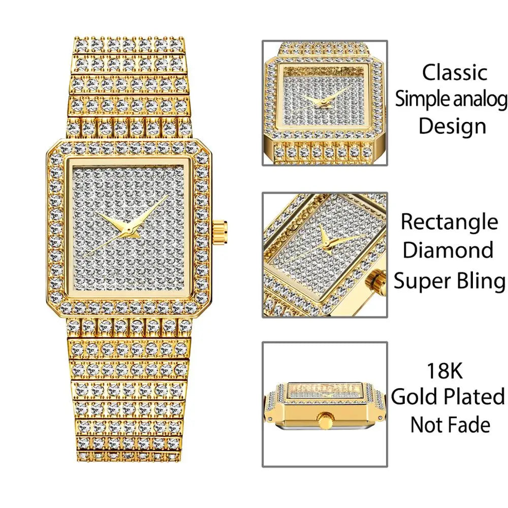 MISSFOX Women’s Diamond Gold Watch – Luxury Minimalist Quartz