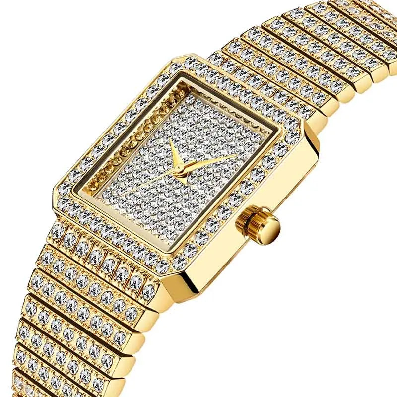 MISSFOX Women’s Diamond Gold Watch – Luxury Minimalist Quartz