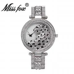 MISSFOX Women’s Quartz Watch – Crystal Bling Leopard Design