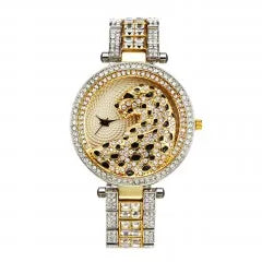 MISSFOX Women’s Quartz Watch – Crystal Bling Leopard Design