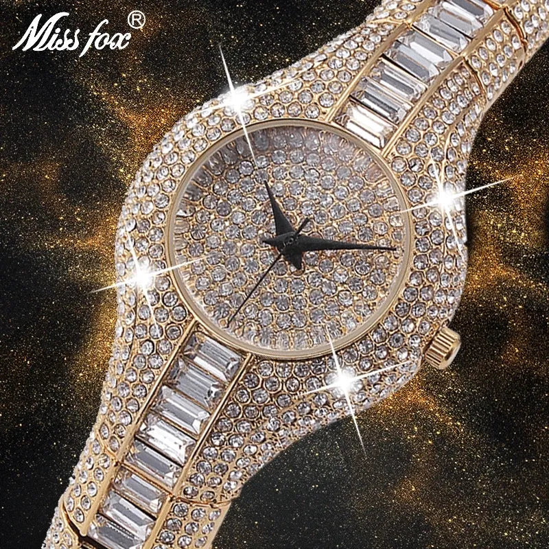 MISSFOX 30mm Small Womens Watch Shockproof Waterproof Luxury Ladies Ar Metal Watch Bracelets Rhinestone Bu Cheap Chinese Watches